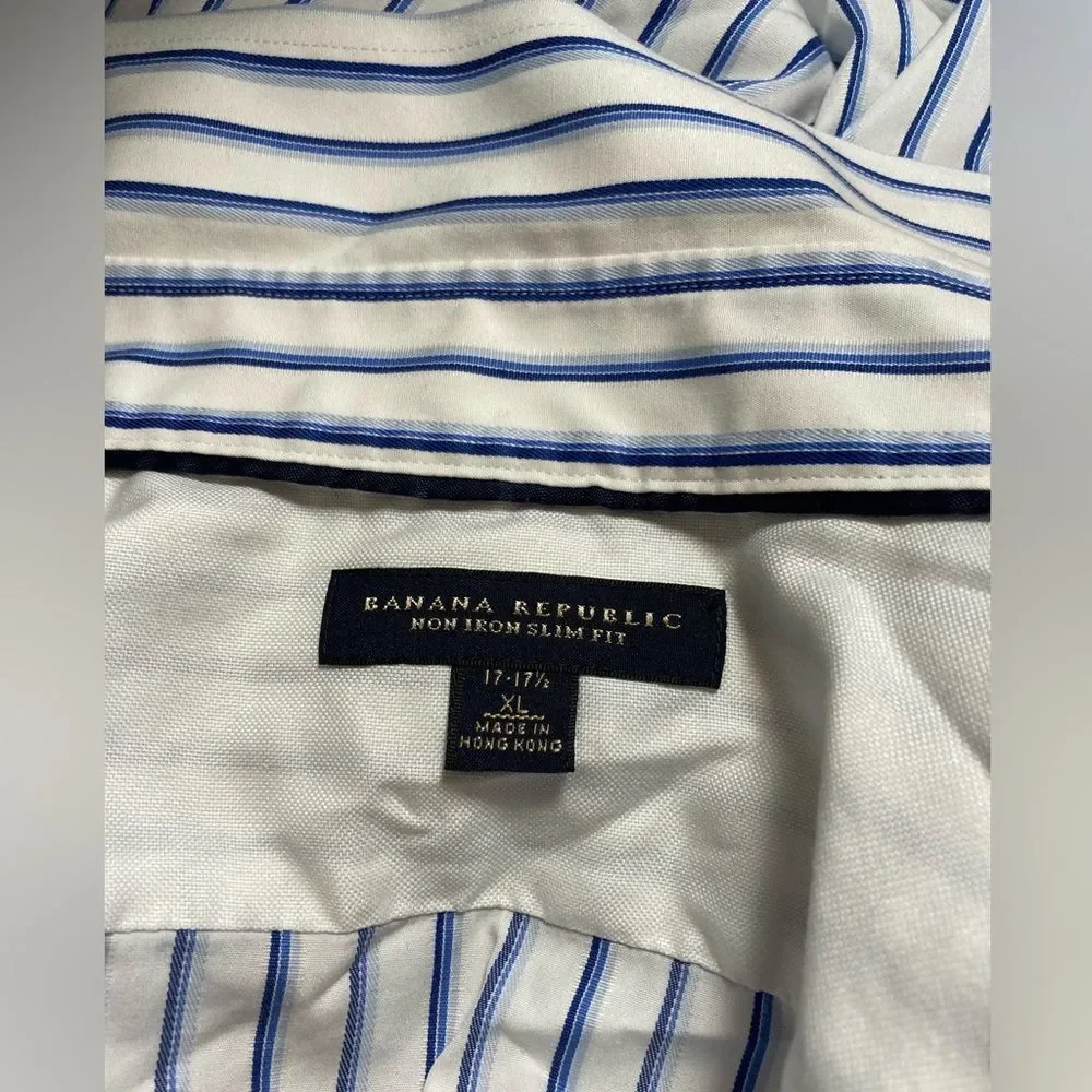 Banana Republic blue/white stripes button up shirt